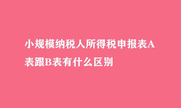 小规模纳税人所得税申报表A表跟B表有什么区别