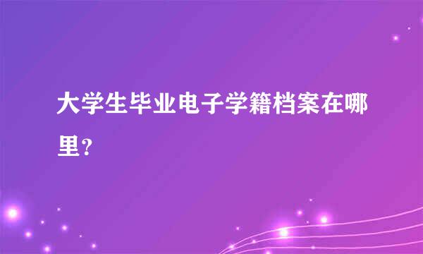 大学生毕业电子学籍档案在哪里？