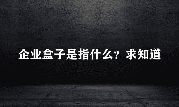 企业盒子是指什么？求知道