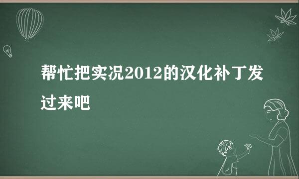 帮忙把实况2012的汉化补丁发过来吧