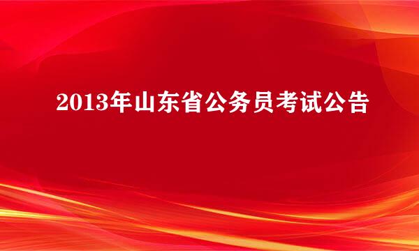 2013年山东省公务员考试公告