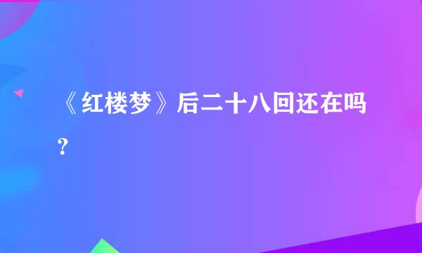 《红楼梦》后二十八回还在吗？