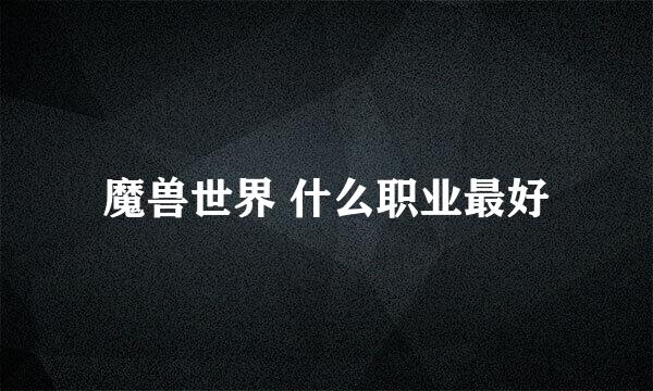 魔兽世界 什么职业最好