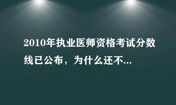 2010年执业医师资格考试分数线已公布，为什么还不能查询分数？