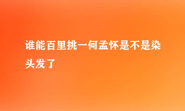 谁能百里挑一何孟怀是不是染头发了