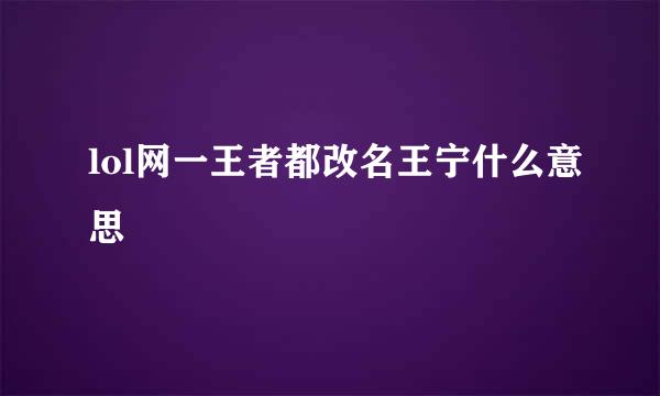 lol网一王者都改名王宁什么意思