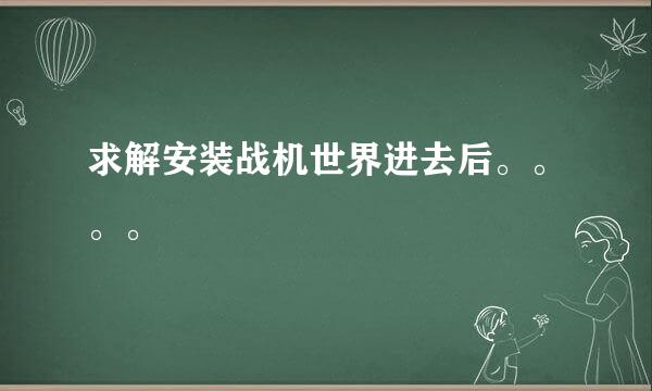 求解安装战机世界进去后。。。。