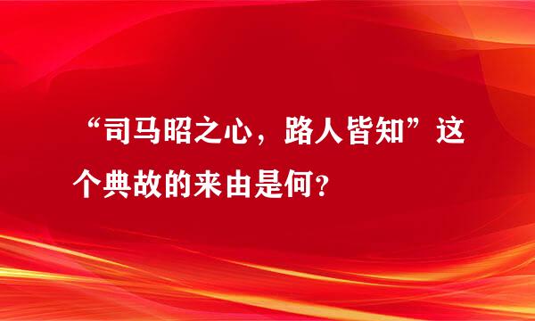 “司马昭之心，路人皆知”这个典故的来由是何？