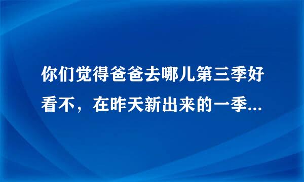 你们觉得爸爸去哪儿第三季好看不，在昨天新出来的一季，我觉得不好看，没什么意思，你们觉得呢？