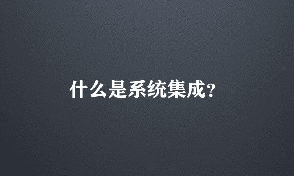 什么是系统集成？