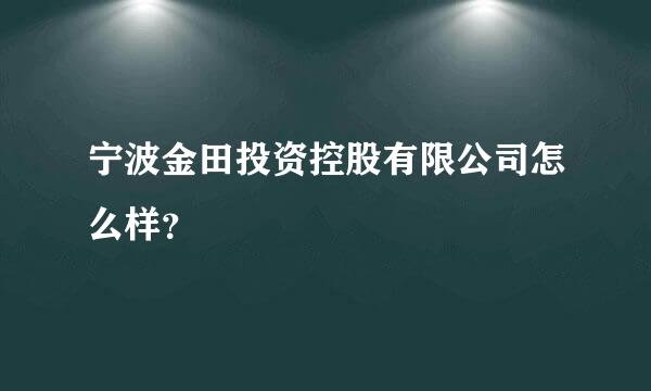 宁波金田投资控股有限公司怎么样？