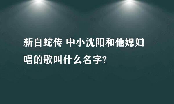 新白蛇传 中小沈阳和他媳妇唱的歌叫什么名字?