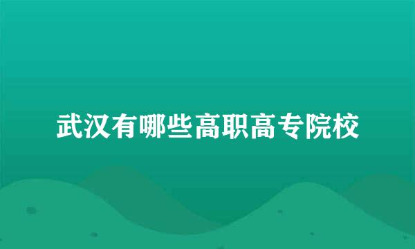 武汉有哪些高职高专院校