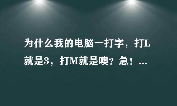 为什么我的电脑一打字，打L就是3，打M就是噢？急！为什么啊！