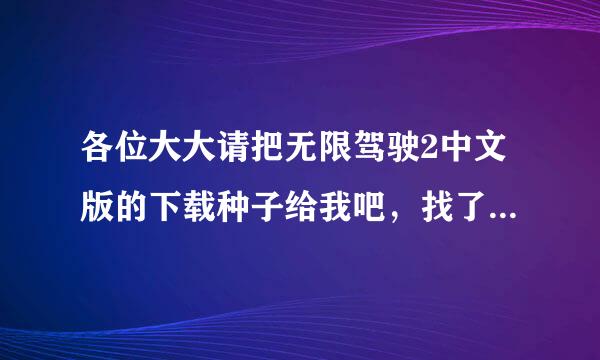 各位大大请把无限驾驶2中文版的下载种子给我吧，找了很多天了都没有，最好是直接可以下的，谢谢啦