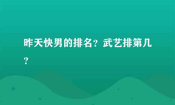 昨天快男的排名？武艺排第几？