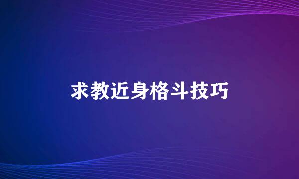 求教近身格斗技巧