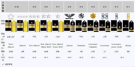 美国军衔等级和各军种军衔图片。