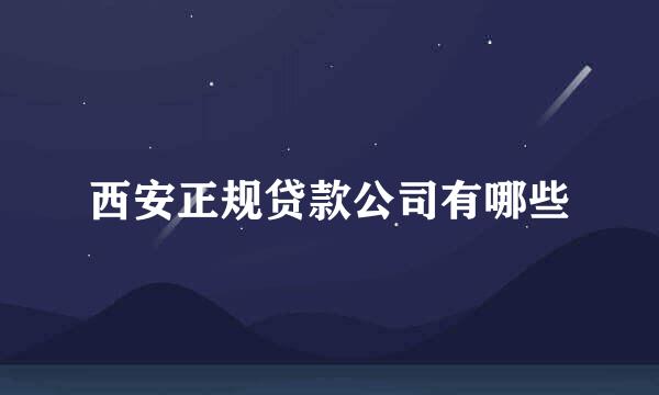 西安正规贷款公司有哪些