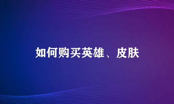 如何购买英雄、皮肤