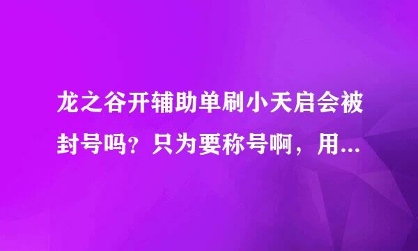 龙之谷开辅助单刷小天启会被封号吗？只为要称号啊，用过的回答，求解，并推荐是椰岛好还是如意好还是别...