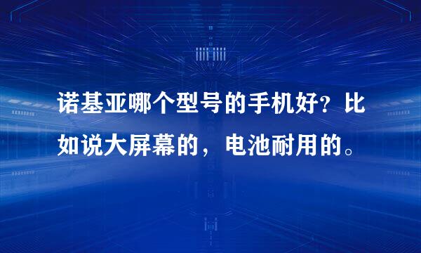 诺基亚哪个型号的手机好？比如说大屏幕的，电池耐用的。