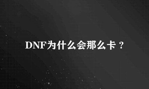 DNF为什么会那么卡 ?