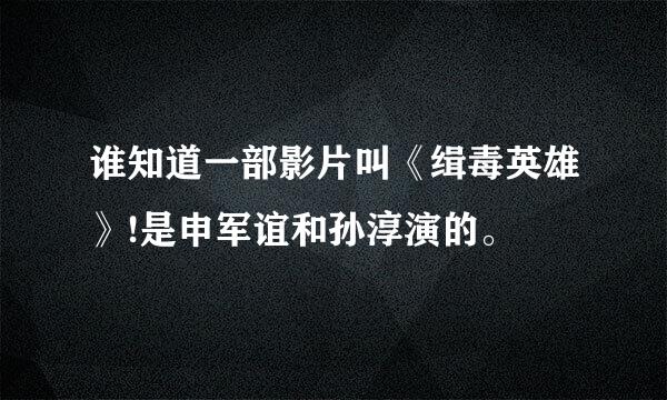 谁知道一部影片叫《缉毒英雄》!是申军谊和孙淳演的。