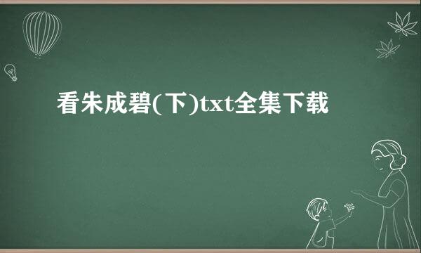 看朱成碧(下)txt全集下载