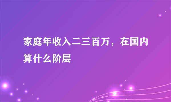 家庭年收入二三百万，在国内算什么阶层