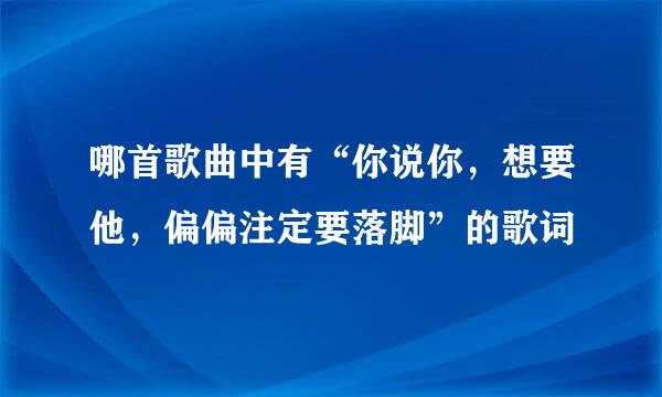 哪首歌曲中有“你说你，想要他，偏偏注定要落脚”的歌词