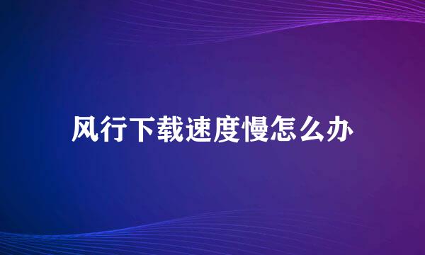 风行下载速度慢怎么办