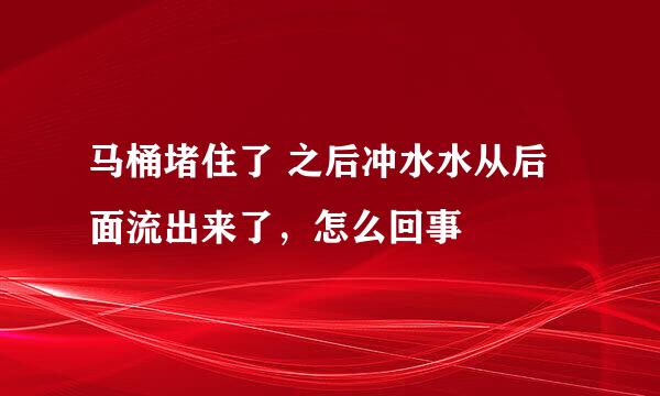 马桶堵住了 之后冲水水从后面流出来了，怎么回事