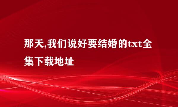 那天,我们说好要结婚的txt全集下载地址