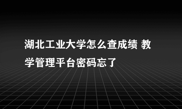 湖北工业大学怎么查成绩 教学管理平台密码忘了