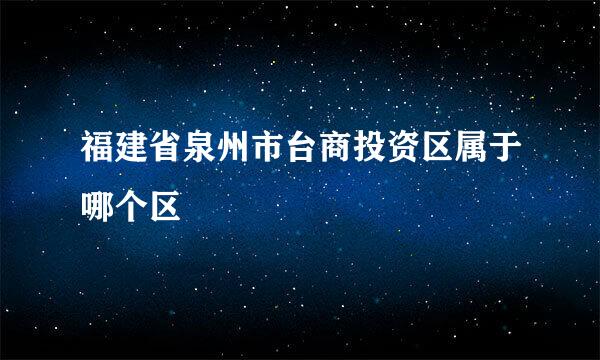 福建省泉州市台商投资区属于哪个区