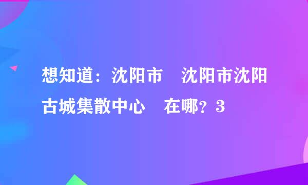 想知道：沈阳市 沈阳市沈阳古城集散中心 在哪？3