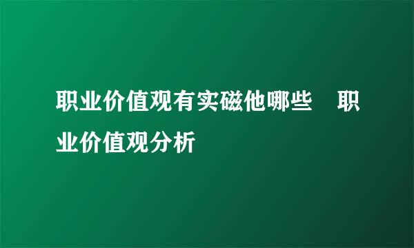 职业价值观有实磁他哪些 职业价值观分析