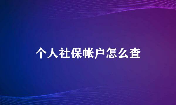 个人社保帐户怎么查