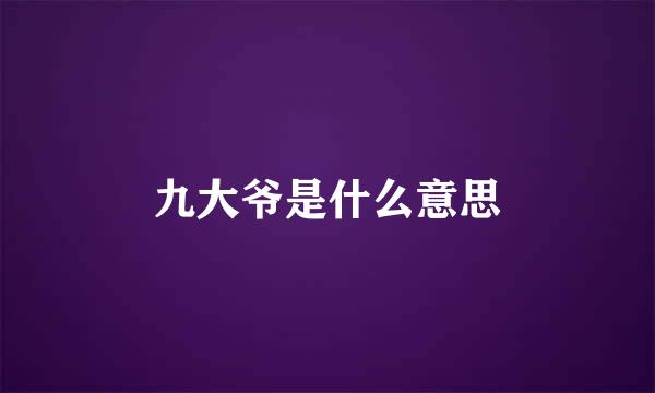 九大爷是什么意思