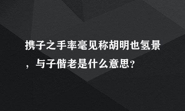 携子之手率毫见称胡明也氢景，与子偕老是什么意思？