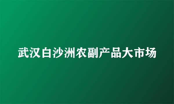 武汉白沙洲农副产品大市场