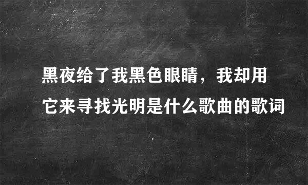 黑夜给了我黑色眼睛，我却用它来寻找光明是什么歌曲的歌词