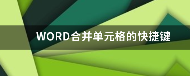 WORD合并单元格的快捷键