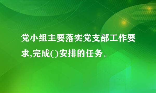 党小组主要落实党支部工作要求,完成()安排的任务。