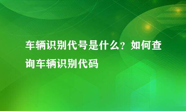 车辆识别代号是什么？如何查询车辆识别代码