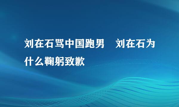 刘在石骂中国跑男 刘在石为什么鞠躬致歉