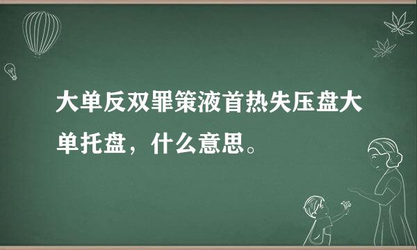 大单反双罪策液首热失压盘大单托盘，什么意思。