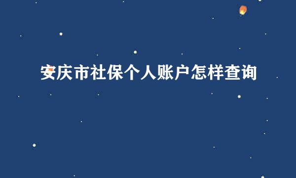 安庆市社保个人账户怎样查询