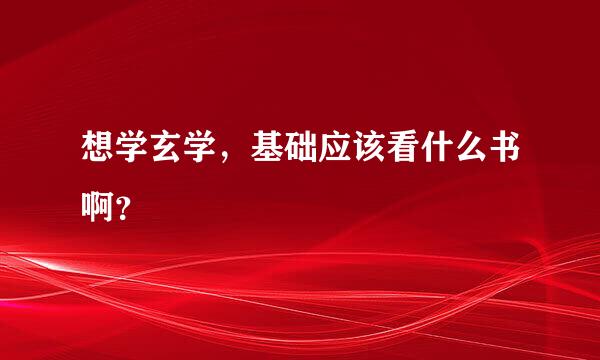 想学玄学，基础应该看什么书啊？